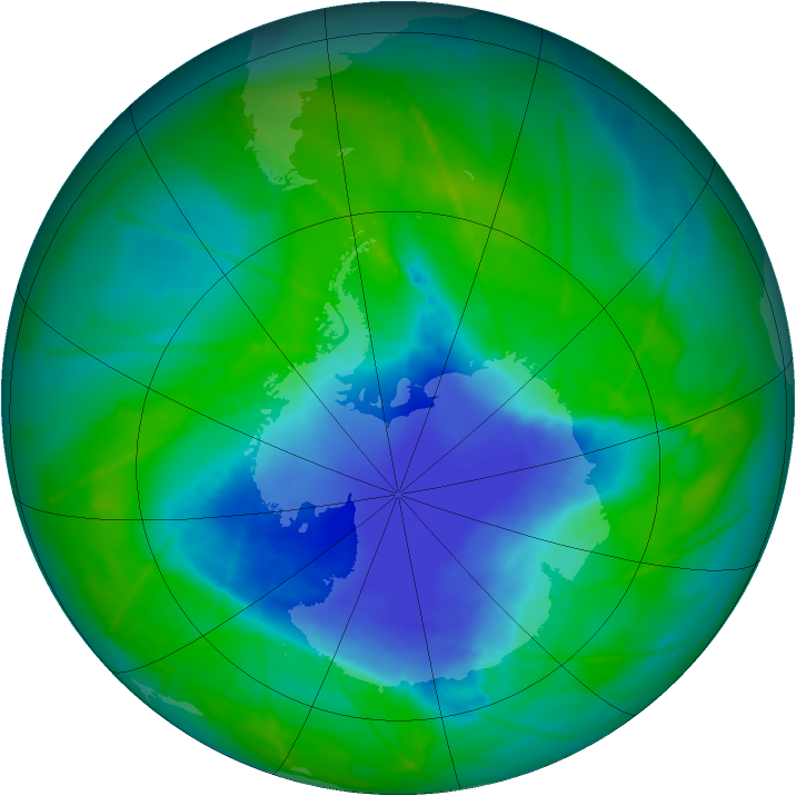 Antarctic ozone map for 11 December 2010